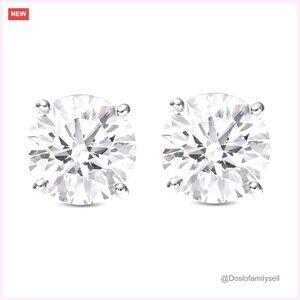 Lab Grown Diamond Stud Earrings IGI Certified White Gold Prong Setting